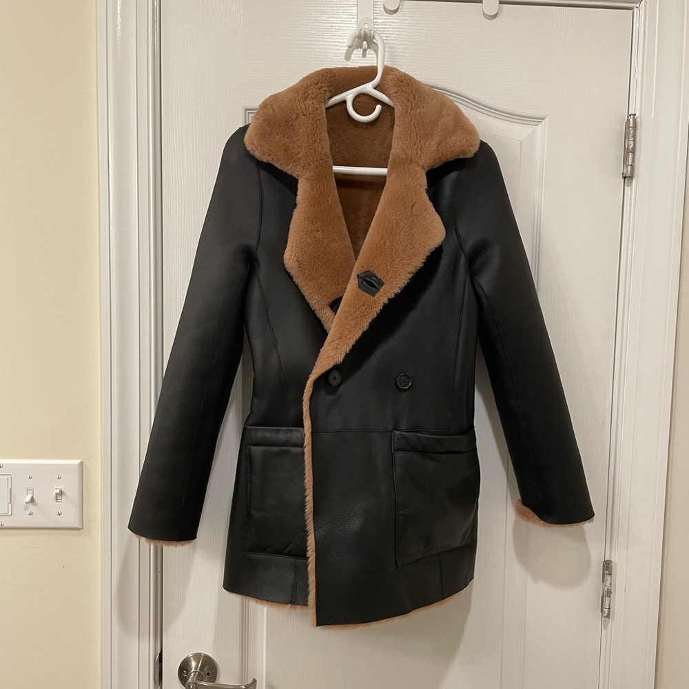 Brand New Maje Reversible Shearling Coat